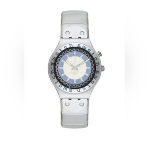 Swatch Silver and Blue Smartwatch